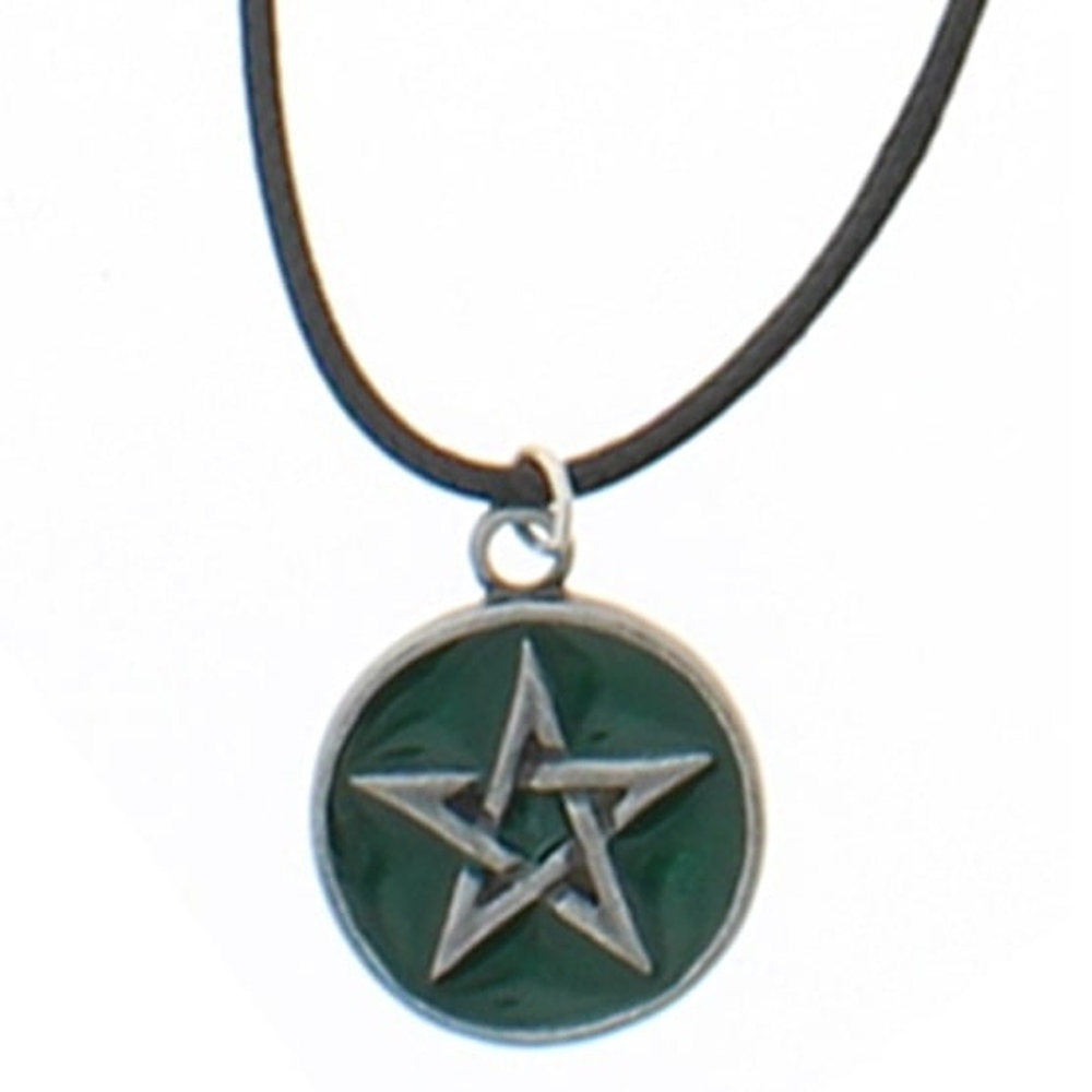 Zac's Alter Ego - Green Epoxy Pentagram Thong Necklace - Green